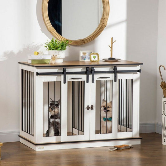 PawHut PawHut Two-Room Modern Dog Crate