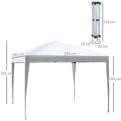 Outsunny 3 X 3M Garden Pop Up Gazebo Height Adjustable Marquee Party Tent Wedding Canopy With Carrying Bag White