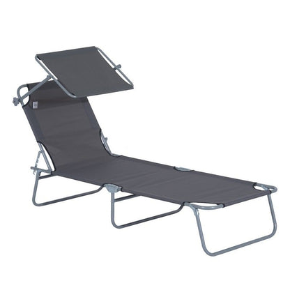 Outsunny Outsunny Adjustable Lounger Seat with Sun Shade-Grey