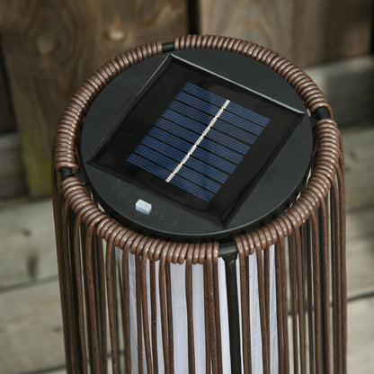 Outsunny Patio Garden Solar Powered Lights Woven Resin Wicker Lantern Auto On/Off