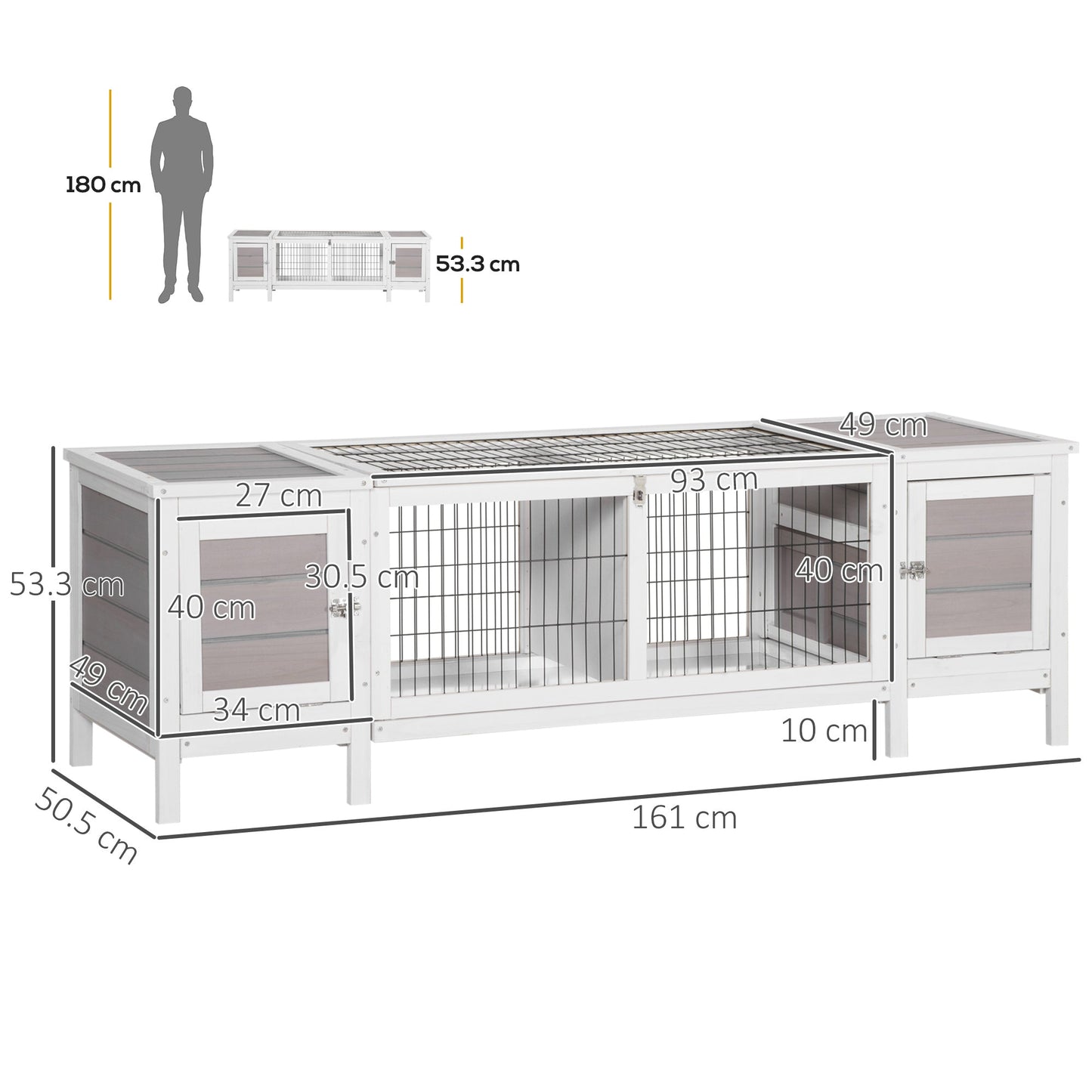 PawHut Wooden Rabbit Hutch