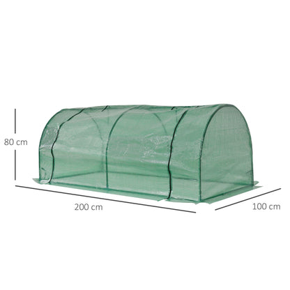 Tunnel Greenhouse Green Grow House Steel Frame Garden Outdoor 200 x 100 x 80cm