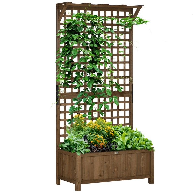 Outsunny Outsunny Wood Planter with Trellis for Vine Climbing