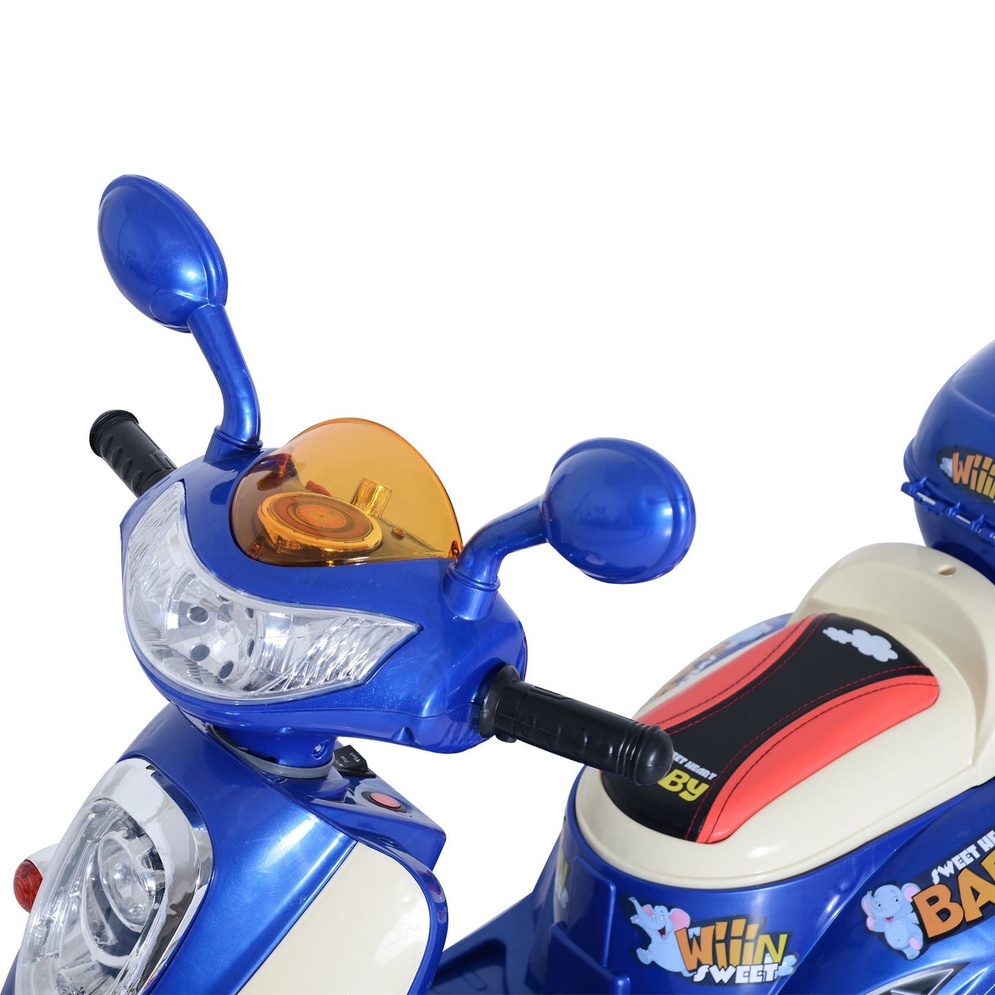 Plastic Music Playing Electric Ride-On Motorbike w/ Lights Blue