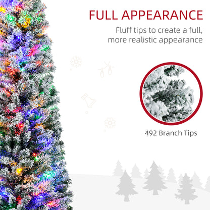 6ft Berries & Pinecones Christmas Tree Artificial - White Frosted Green with LED Lights Multicoloured 429 Tips