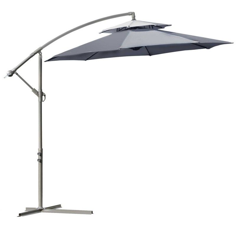 Outsunny Outsunny 2.7M Garden Banana Parasol Cantilever Umbrella With Crank Handle