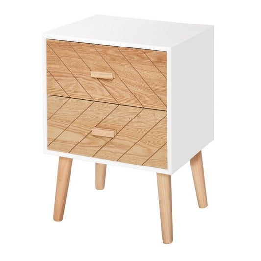 Homcom Homcom 2 Drawers Bedside Table With Pine Legs Bedroom Wooden Storage Cabinet Natural