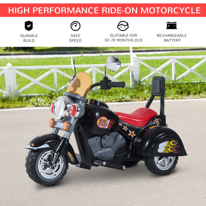 Homcom Kids Ride On Toy Car Motorbike Electric Scooter 6V Battery Operated Toy Trike-Black