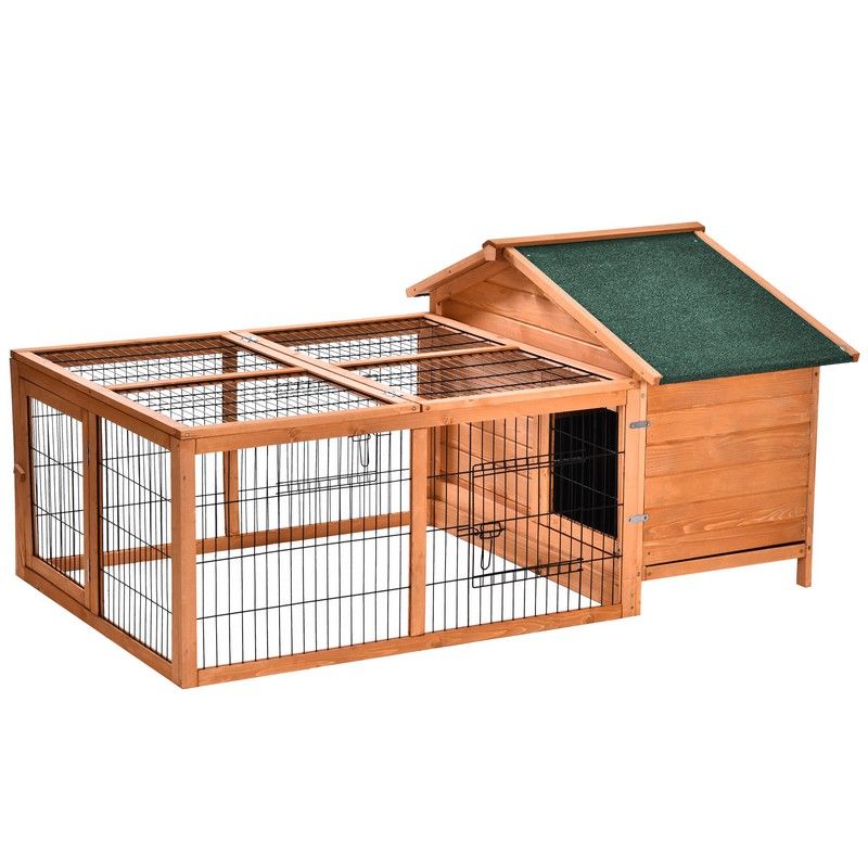 PawHut PawHut Wooden Rabbit Hutch Outdoor