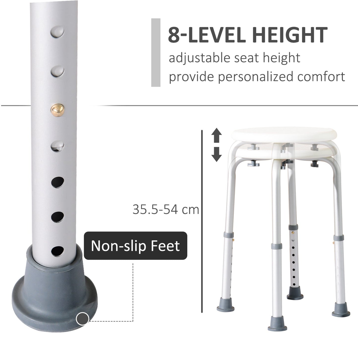 Adjustable Non-Slip Shower and Bath Stool