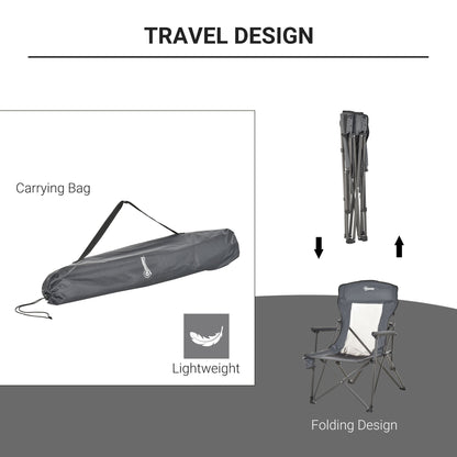 Folding Camping Chair Heavy Duty High Back Camping Fishing Chair w/ Cup Holder