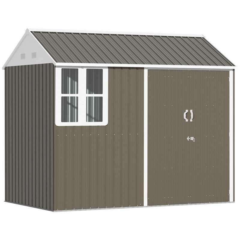 Steadfast Barn 8 x 6' Double Door Reverse Apex Garden Shed With Window & Air Vents Steel Grey by Steadfast