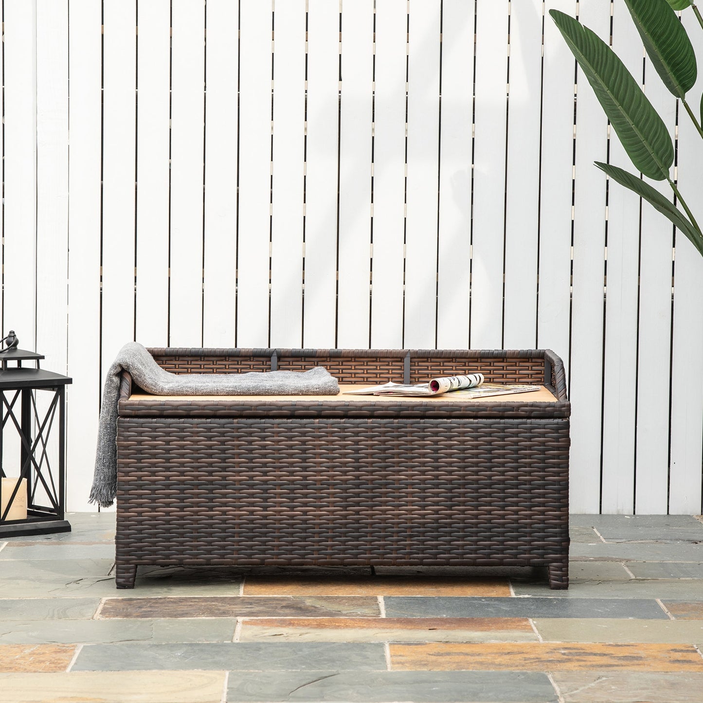 PE Rattan Outdoor Storage Benches