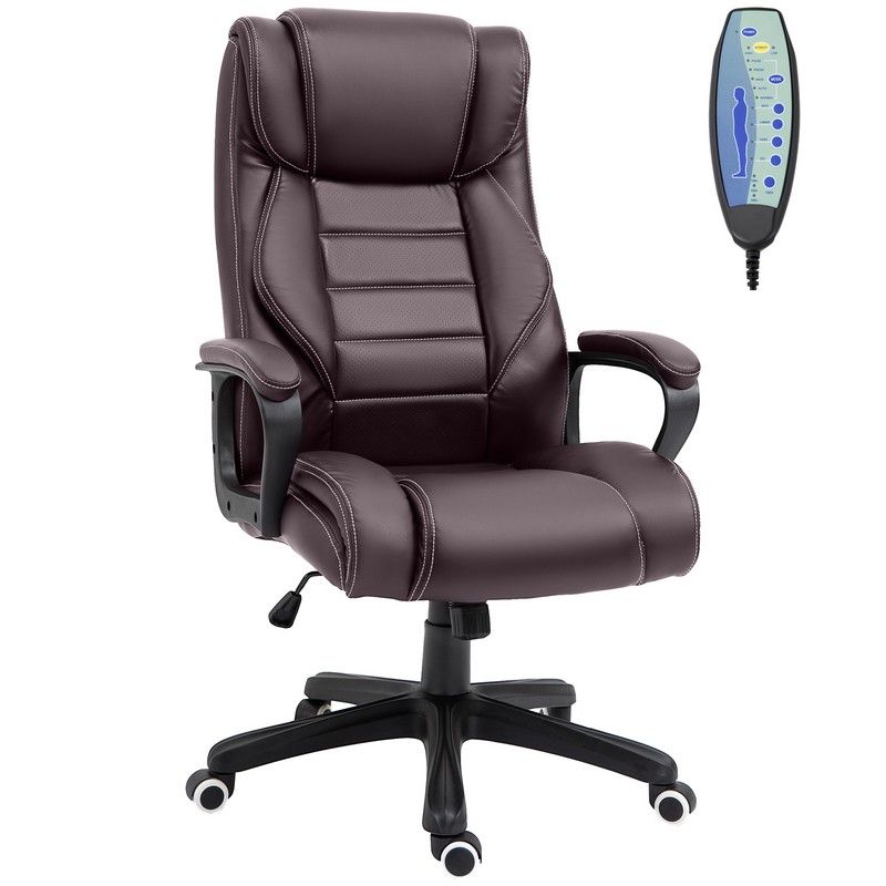 Vinsetto Vinsetto High Back Executive Office Chair 6- Point Vibration Massage Extra Padded Swivel Ergonomic Tilt Desk Seat Brown