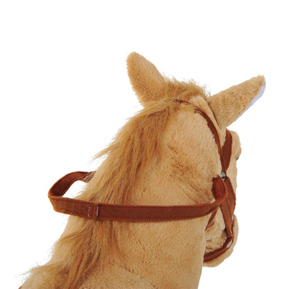 Homcom Children'S Plush Sound Effects Riding Horse Beige-Brown