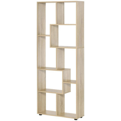 Homcom Eight-Section Tall Shelving Unit - Oak Effect