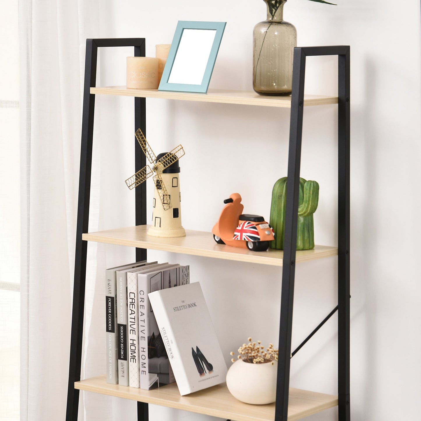 Four-Tier Metal Frame Minimal Shelving Unit - Black