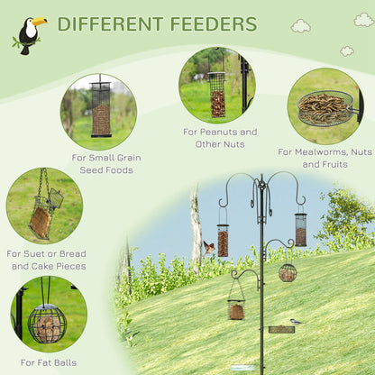 Hanging 226cm Bird Feeder Station Steel Black by Pawhut