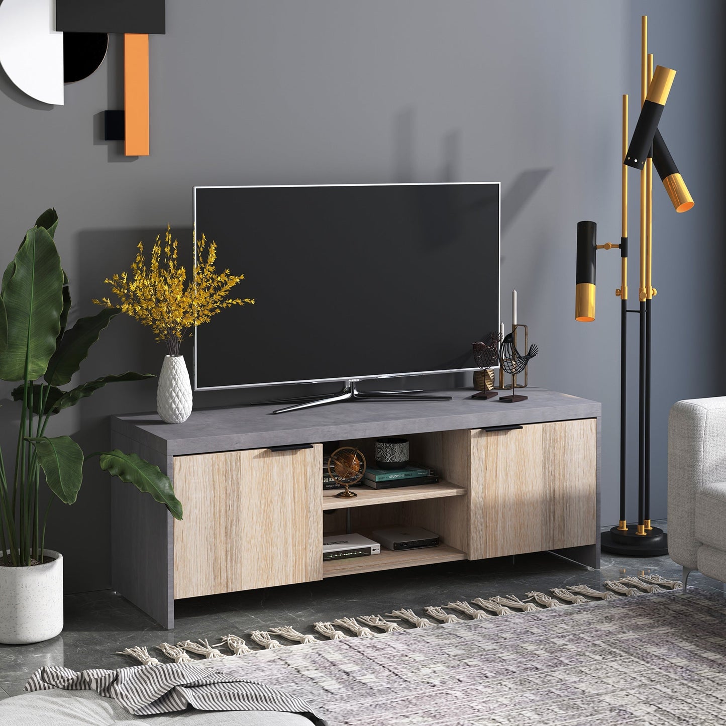 Marble-Effect Frame TV Unit