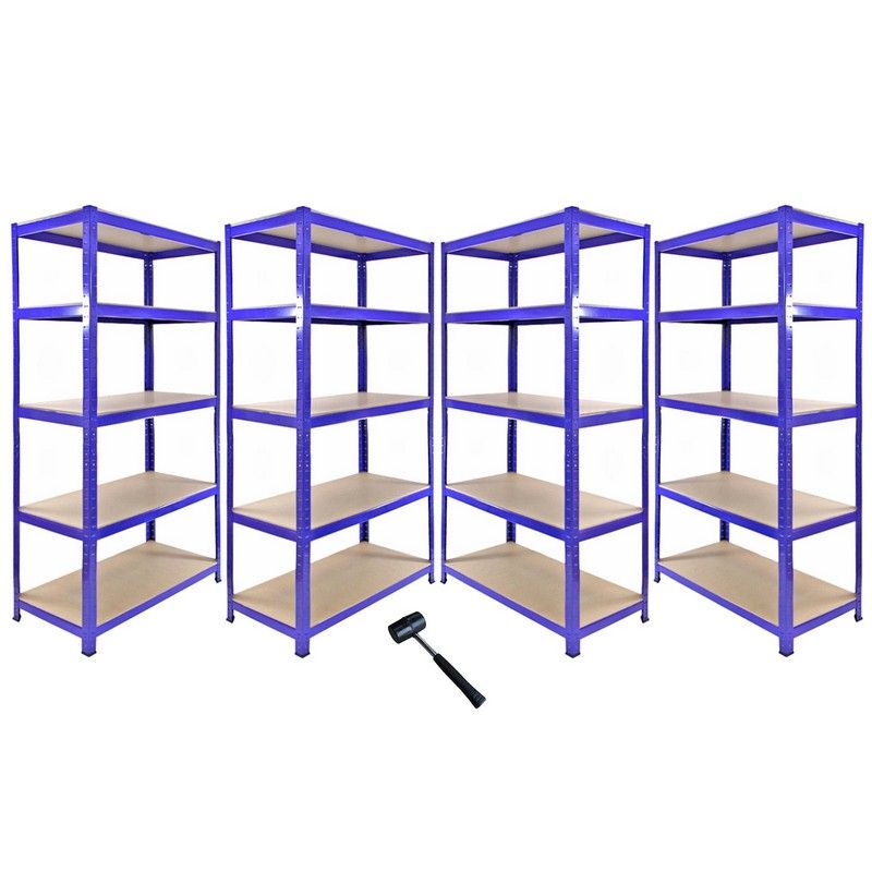 Raven Steel & MDF Shelving Units 180cm - Blue Set Of Five T-Rax 90cm Corner by Raven