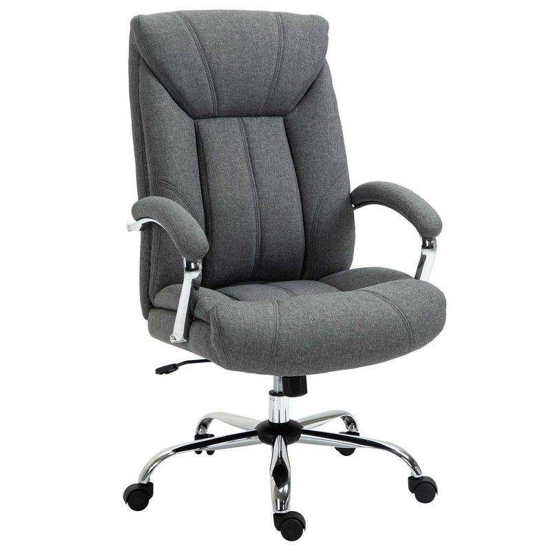 Vinsetto Vinsetto Home Office Chair Linen Fabric Computer Chair With Adjustable Height Armrests Swivel Wheels Grey