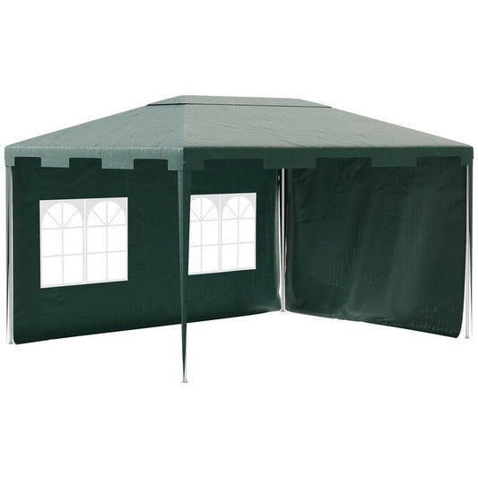 Outsunny Outsunny 3 X 4 M Garden Gazebo Shelter Marquee Party Tent With 2 Sidewalls For Patio Yard Outdoor - Green