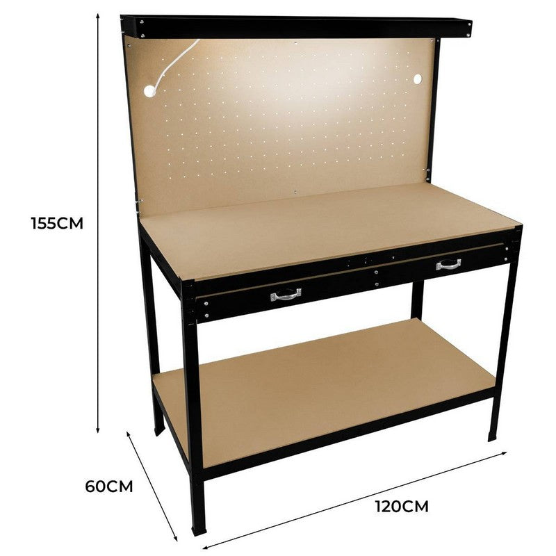 Raven Raven Q-Rax 3' 11" x 1' 11" Not Applicable Workbench with Pegboard, Drawer & Light - Classic