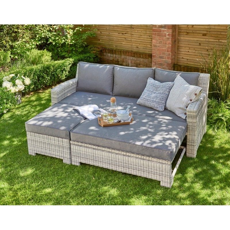 Anglian Garden Oxborough Rattan Garden Sofa Set by E-Commerce - 3 Seats Grey