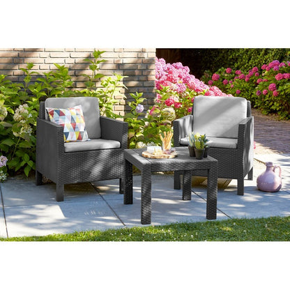 Keter Chicago Garden Bistro Set by Keter - 2 Seats Grey Cushions