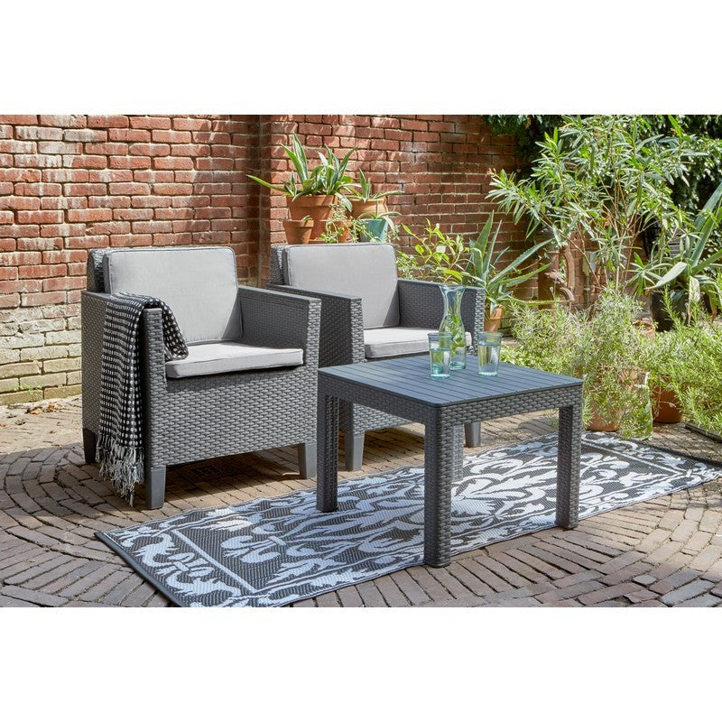 Keter Chicago Garden Bistro Set by Keter - 2 Seats Grey Cushions