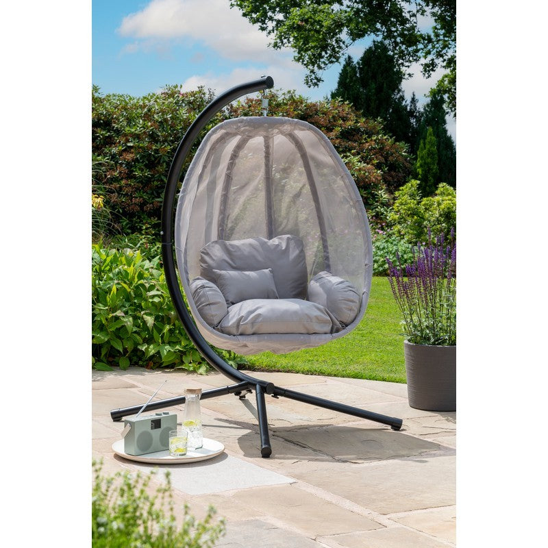 Handpicked Folding Textilene Garden Swinging Swing Seat by Handpicked with Grey Cushions