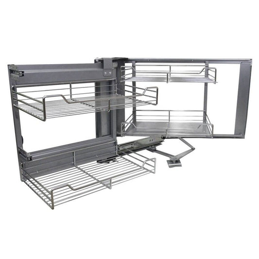 KuKoo Stainless Steel Kitchen Cupboard Drawers 1 Drawers 84cm - Silver Corner Pull Out Left Hand by KuKoo