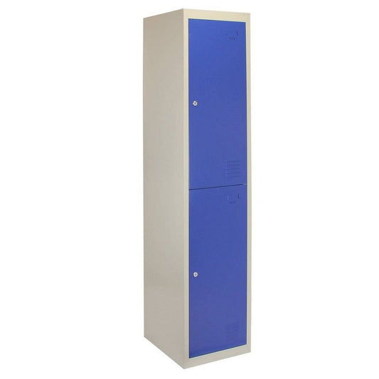 Raven Steel Locker 2 Compartments 180cm - Grey & Blue Flatpack by Raven