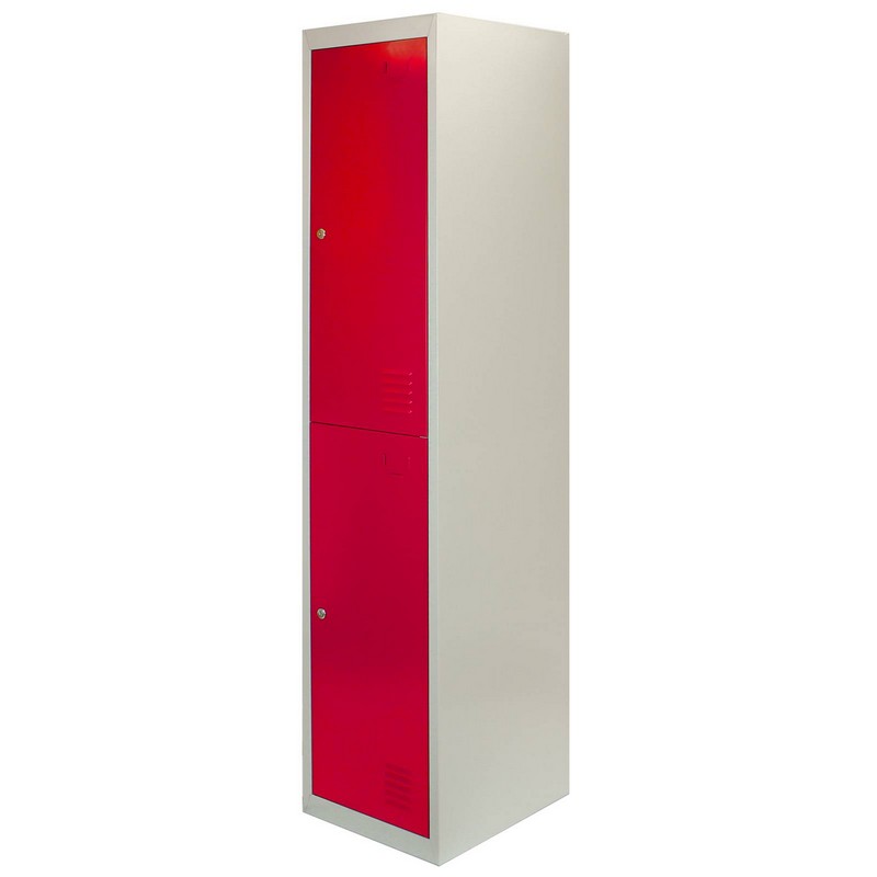 Raven Steel Lockers 6 Compartments 180cm - Grey & Red Set Of Three Flatpack by Raven