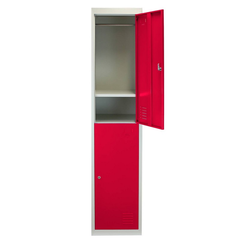 Raven Steel Lockers 6 Compartments 180cm - Grey & Red Set Of Three Flatpack by Raven