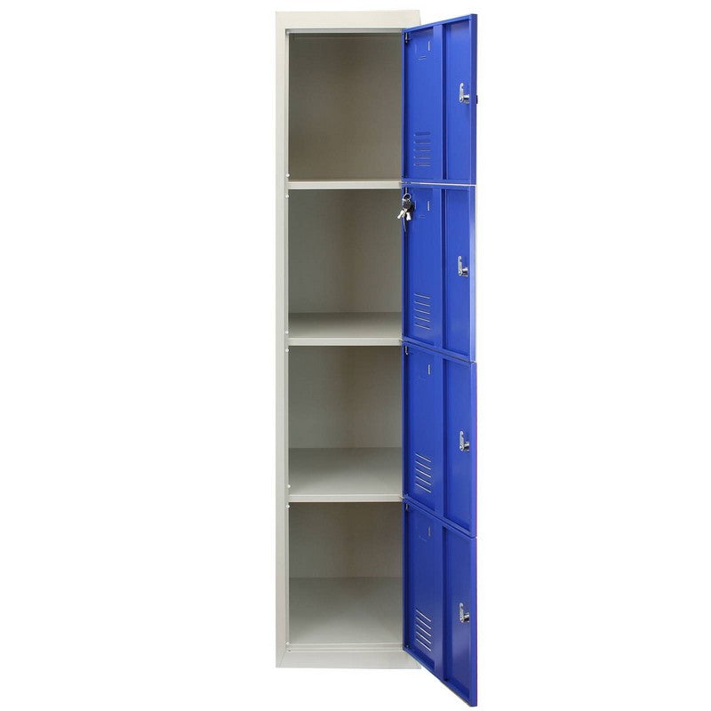 Raven Steel Lockers 12 Compartments 180cm - Grey & Blue Set Of Three Flatpack by Raven