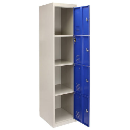 Raven Steel Locker 4 Compartments 180cm - Grey & Blue Flatpack by Raven