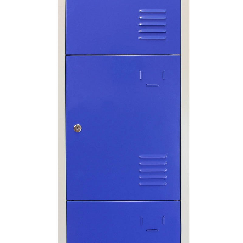 Raven Steel Locker 4 Compartments 180cm - Grey & Blue Flatpack by Raven