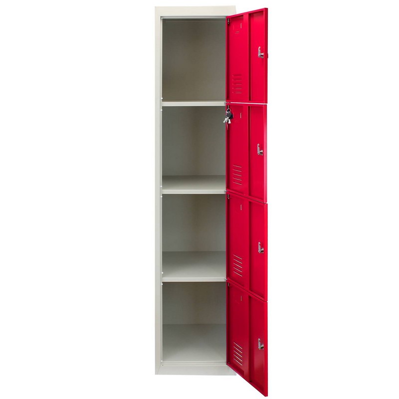 Raven Steel Lockers 12 Compartments 180cm - Grey & Red Set Of Three Flatpack by Raven