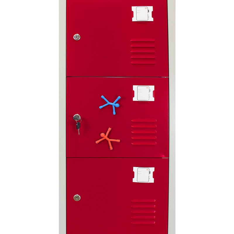 Raven Steel Locker 6 Compartments 180cm - Grey & Red Flatpack by Raven