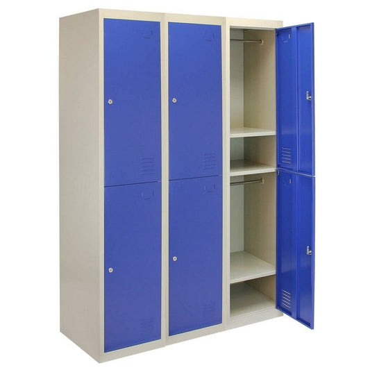 Raven Steel Lockers 6 Compartments 180cm - Grey & Blue Set Of Three Flatpack by Raven