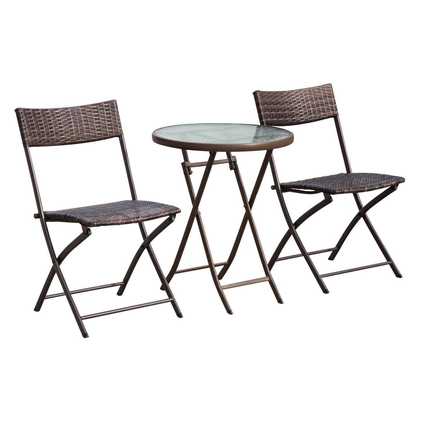 2 Seater Wicker Rattan Bistro Set-Brown