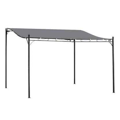 Outsunny Outsunny 4 X 3M Canopy Metal Wall Gazebo Awning Garden Marquee Shelter Door Porch - Grey