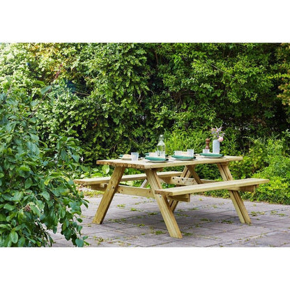 EKJU Fold Up Picnic Table - 6 Seat Brown by EKJU