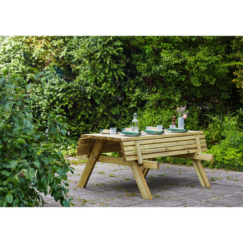 EKJU Fold Up Picnic Table - 6 Seat Brown by EKJU