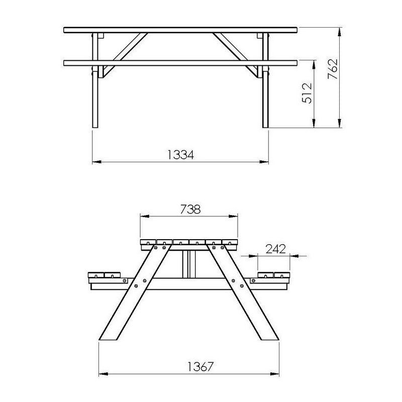 EKJU Fold Up Picnic Table - 6 Seat Brown by EKJU