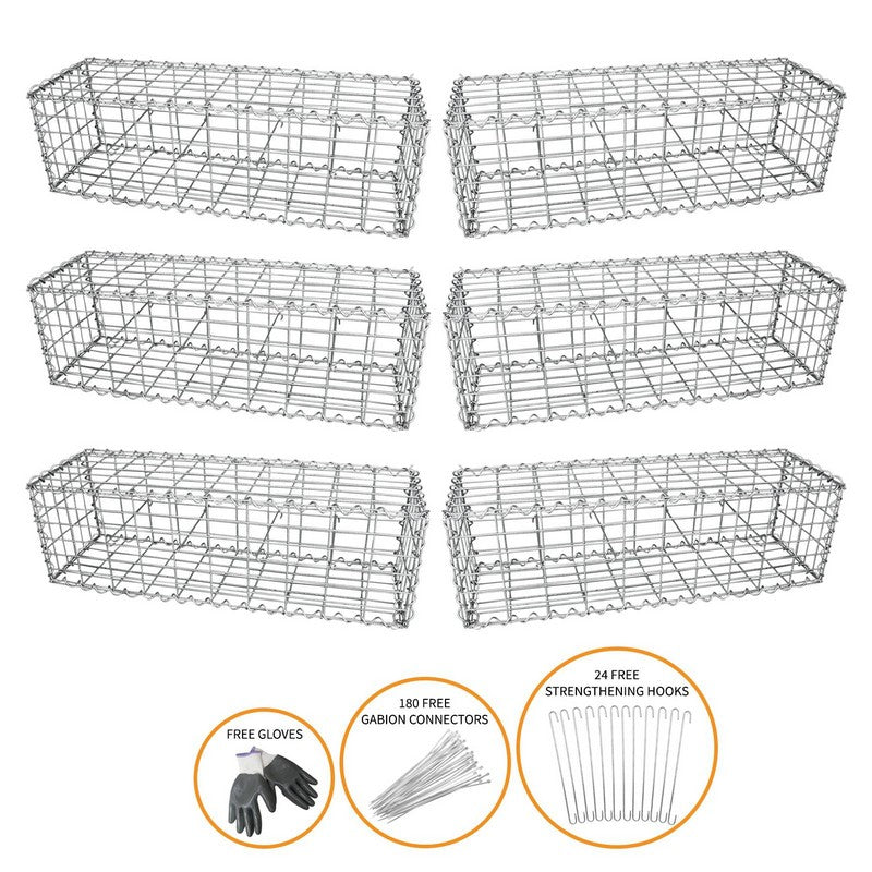 Raven 6-Pack 100 x 30 x 30cm Spiral Garden Gabion Baskets by Raven