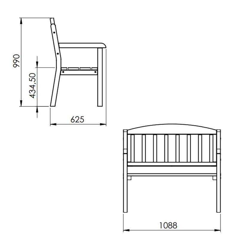 EKJU Traditional Bench - 2 Seat Green Tint by EKJU