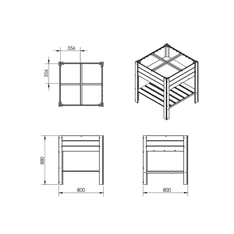 EKJU Four Section Raised Planter - Brown by EKJU