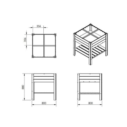 EKJU Four Section Raised Planter - Brown by EKJU